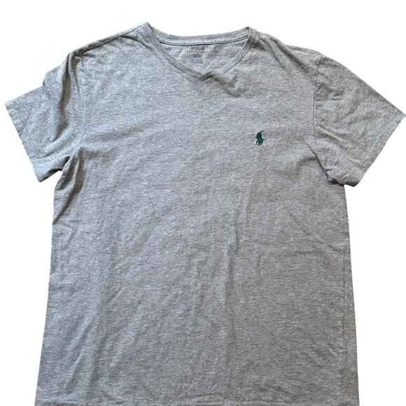 Polo Ralph Lauren Men's V Neck T-Shirt Heather Gray Short Sleeve Medium Logo - Picture 1 of 5